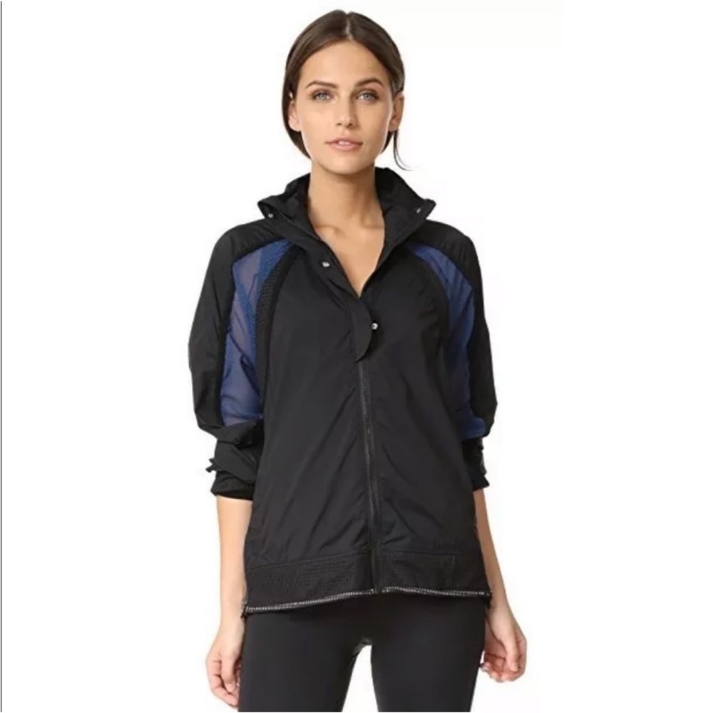 Free People FP Movement June Layering Zip Up Jacket Hood Black Blue Size S